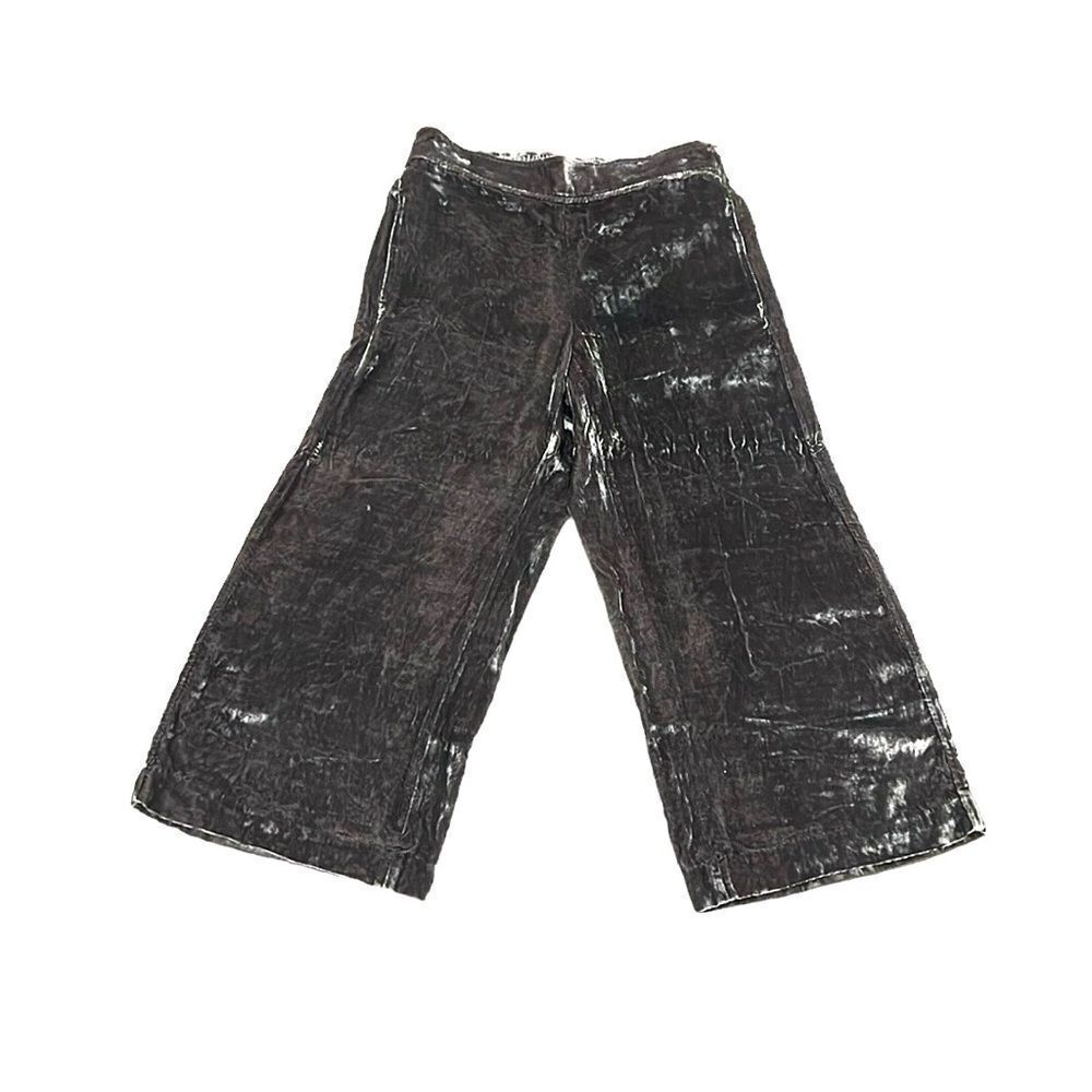 Madewell brown velvet silk blend wide leg crop pants size Small - Picture 4 of 9